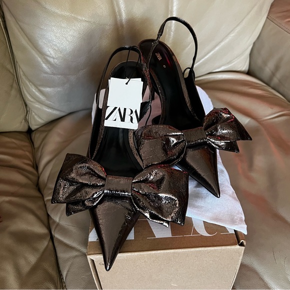Zara metallic bow heels - Picture 4 of 8